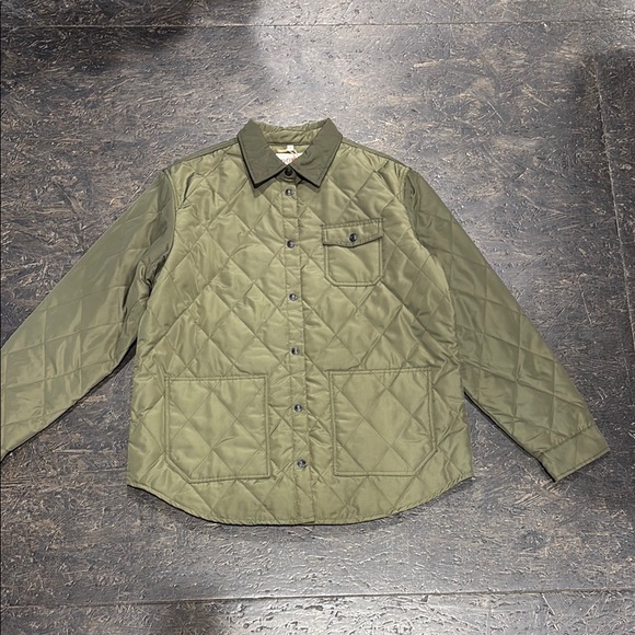 Schott NYC olive green down Quilted Shirt Jacket